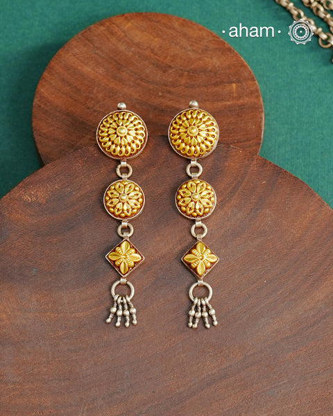 Bandhel Two Tone Silver Earrings