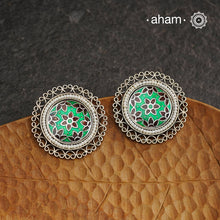 Elevate your style with our Meena Work Silver Earrings. Handcrafted in 92.5 silver, these earrings feature traditional meenawork, adding intricate detail to your ensemble. Enhance your look with this elegant and timeless accessory.