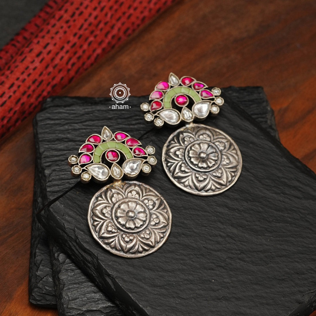 Ira Flower Kundan Silver Earrings