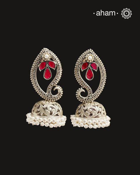 Handcrafted 92.5 sterling silver Ira Jhumkie. Perfect for special occasions and festivities.
