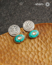 Handcrafted 92.5 sterling silver Ira Earrings with little turquoise drop.&nbsp;
Fun, light weight earrings to wear all day long.