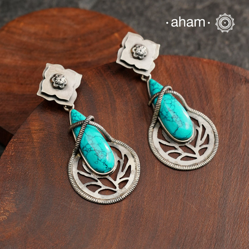 Ira Turquoise Silver Earrings - Main Image