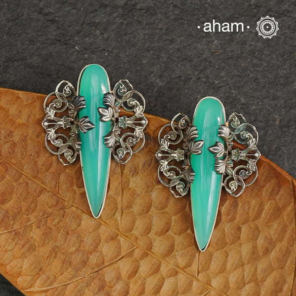 Ira Sea Green Stone Silver Earrings