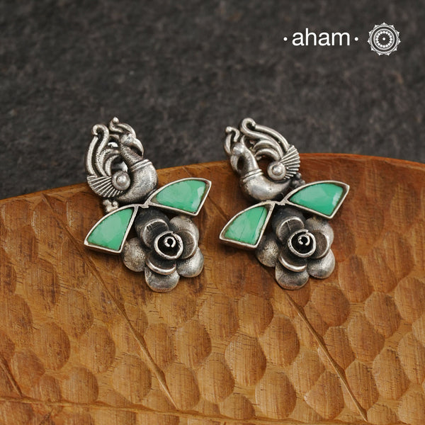 Ira Peacock Rose Silver Earrings