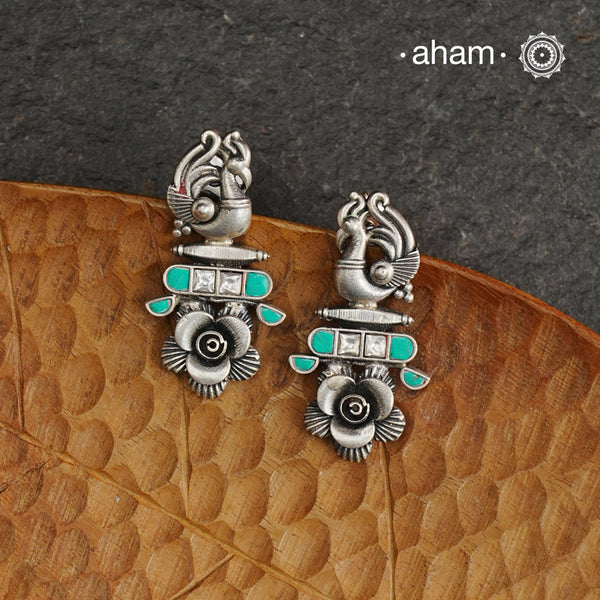 Ira Peacock Silver Earrings