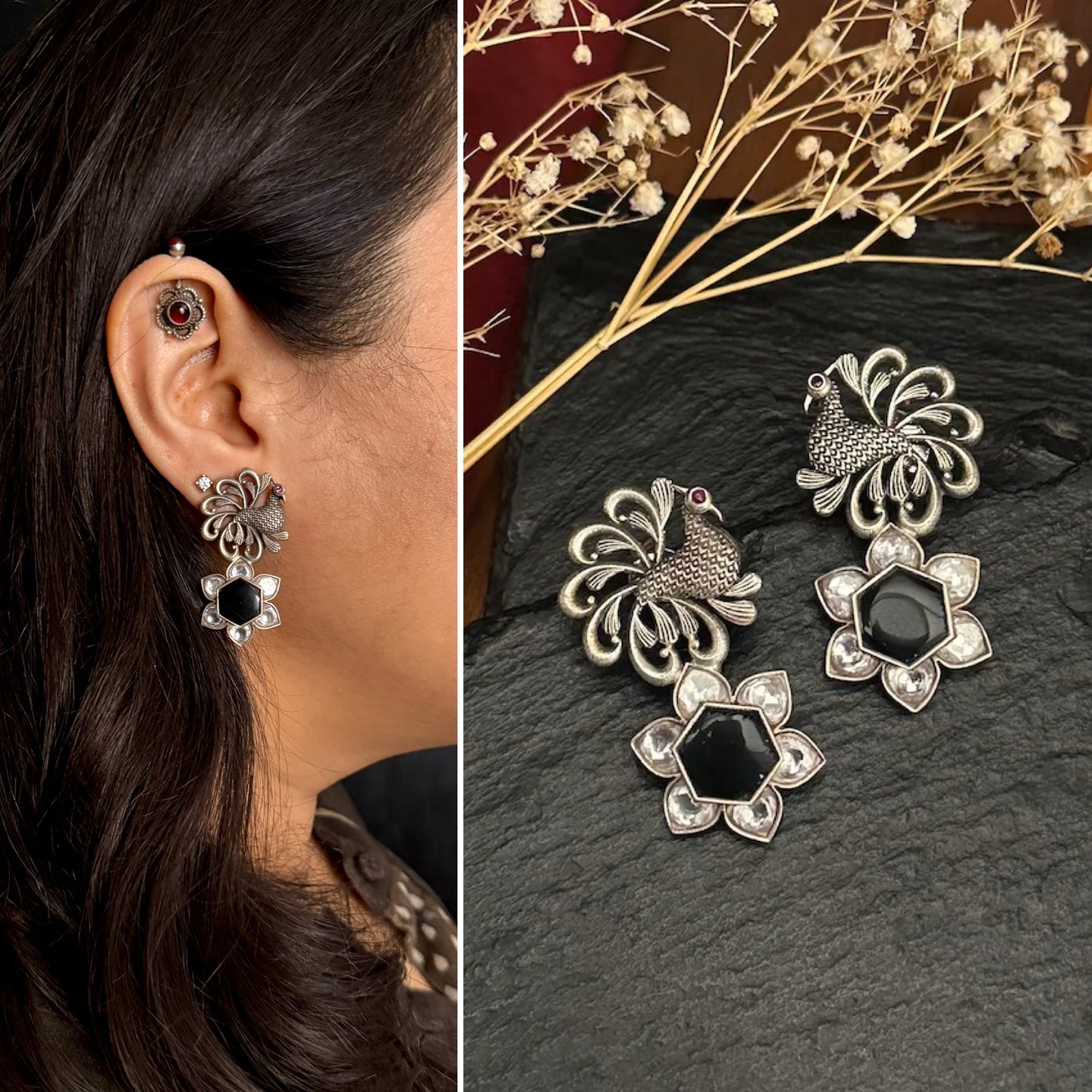 Handcrafted 92.5 sterling silver Ira Earrings. Perfect for special occasions and festivities.