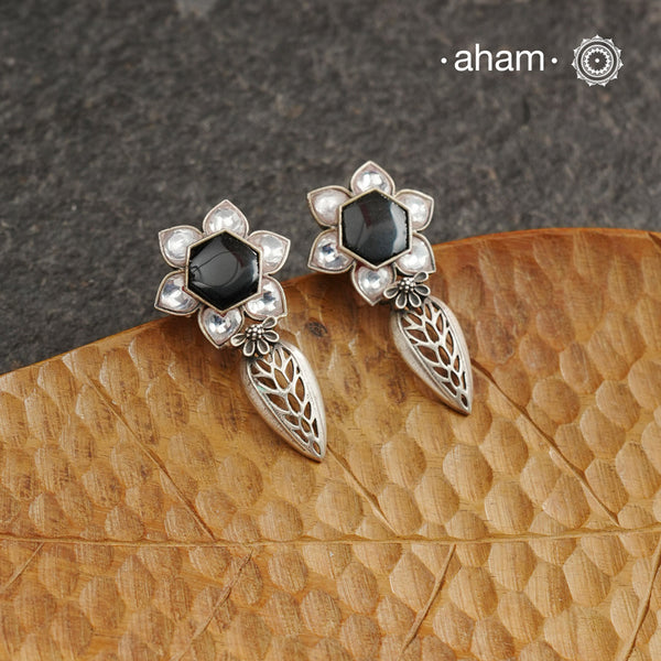 Ira Black Stone Silver Earrings