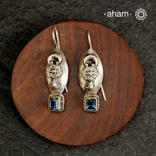 Handcrafted 92.5 sterling silver Ira drop earrings with aqua blue stone drop. Fun, easy going earrings to wear to work or relaxed day out