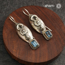 Handcrafted 92.5 sterling silver Ira drop earrings with aqua blue stone drop. Fun, easy going earrings to wear to work or relaxed day out