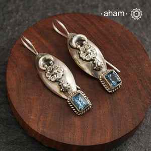 Handcrafted 92.5 sterling silver Ira drop earrings with aqua blue stone drop. Fun, easy going earrings to wear to work or relaxed day out