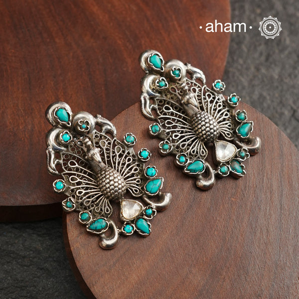 Ira Peacock Silver Earrings