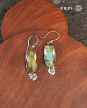 Natural Labradorite stone encased in silver with pearls.