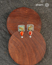 Himalayan Coral and Turquoise Silver Earrings crafted in 92.5 silver
