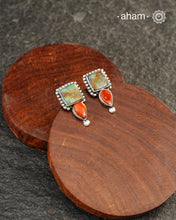 Himalayan Coral and Turquoise Silver Earrings crafted in 92.5 silver
