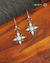 Himalayan Coral and Turquoise Silver Earrings crafted in 92.5 silver