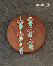 Himalayan Turquoise & Coral Silver Earrings crafted in 92.5 silver