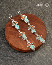 Himalayan Turquoise & Coral Silver Earrings crafted in 92.5 silver
