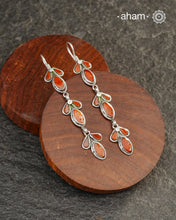 Himalayan  Coral Silver Earrings