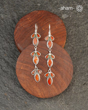 Himalayan  Coral Silver Earrings