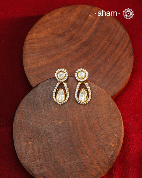 Expertly crafted earrings feature 92.5% sterling silver with a refined gold polish finish and elegantly set with brilliant moissanite stones. Designed to offer lasting shine and sophistication making them a perfect choice for both everyday wear and special occasions.