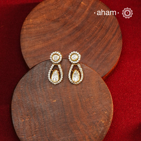 Expertly crafted earrings feature 92.5% sterling silver with a refined gold polish finish and elegantly set with brilliant moissanite stones. Designed to offer lasting shine and sophistication making them a perfect choice for both everyday wear and special occasions.