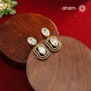 These expertly crafted earrings feature 92.5% sterling silver with a refined gold polish finish, elegantly set with brilliant moissanite stones. Designed to offer lasting shine and sophistication making them a perfect choice for both everyday wear and special occasions. 