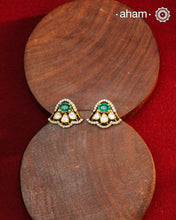 These expertly crafted studs feature 92.5% sterling silver with a refined gold polish finish, elegantly set with brilliant moissanite stones. Designed to offer lasting shine and sophistication making them a perfect choice for both everyday wear and special occasions.