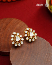 Expertly crafted studs in 92.5% sterling silver with a fine gold polish finish and elegantly set with brilliant moissanite stones Designed to offer lasting shine and sophistication making them a perfect choice for special occasions.