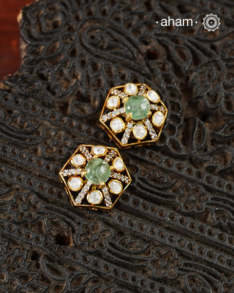 Moissanite Gold Polish Silver Studs
