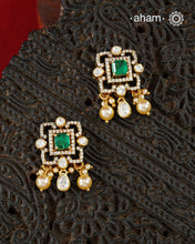 Moissanite Gold Polish Silver Earrings