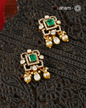 Moissanite Gold Polish Silver Earrings