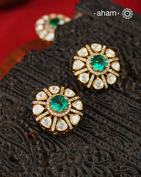 Moissanite Gold Polish Silver Studs