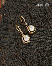 Moissanite Gold Polish Silver Earrings