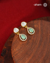 Moissanite Gold Polish Silver Earrings