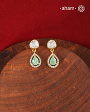Moissanite Gold Polish Silver Earrings
