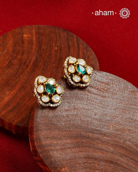 Moissanite Gold Polish Silver Studs