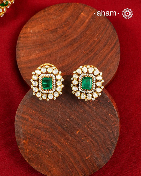 Moissanite Gold Polish Silver Studs
