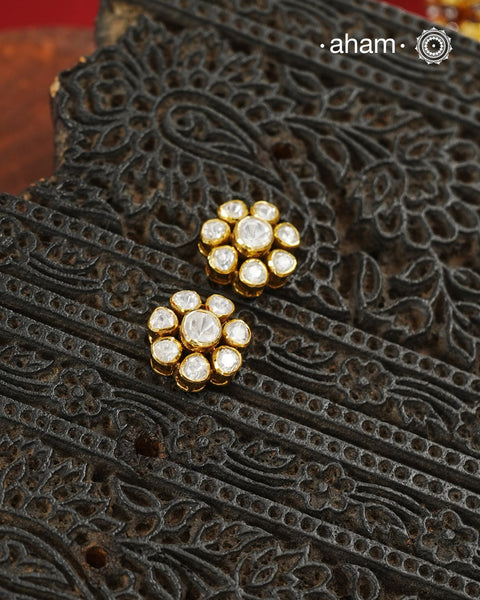 Moissanite Gold Polish Silver Studs