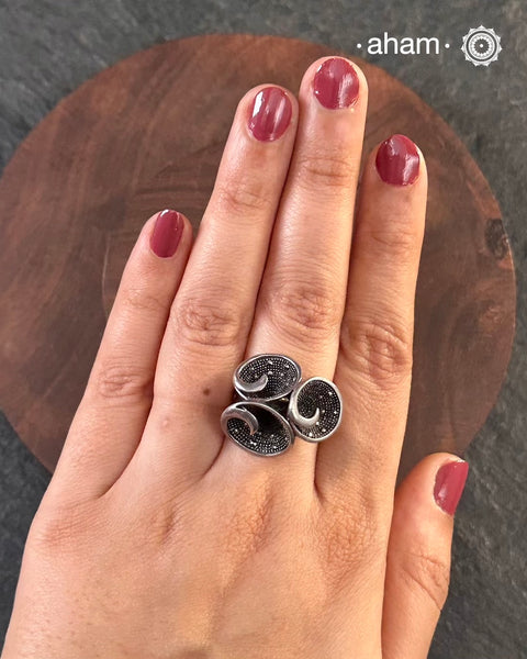 Handcrafted Ring in 92.5 sterling silver with marcasite stone setting&nbsp;