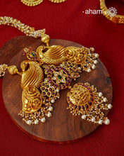 Nrityam Lakshmi Peacock Gold Polish Silver Neckpiece