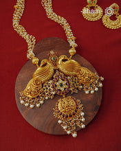 Nrityam Lakshmi Peacock Gold Polish Silver Neckpiece