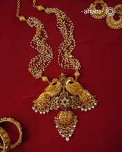 Nrityam Lakshmi Peacock Gold Polish Silver Neckpiece