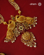 Nrityam Lakshmi Peacock Gold Polish Silver Neckpiece