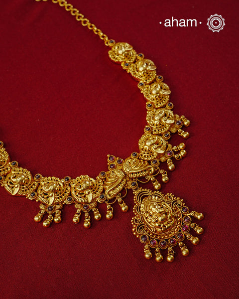 Nakshi Ganesha Gold Polish Silver Neckpiece
