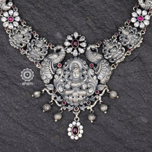 Lakshmi Neckpiece with temple Nakshi work crafted in 92.5 silver 