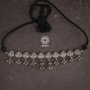 Handcrafted 92.5 sterling silver choker with beautiful peacock motifs. 