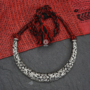 Handmade Chitai work 92.5 Sterling silver hasli.  Can be worn both ways and comes with adjustable thread for ease of wearing. A bestseller and a classic piece that has stood the test of time and is bound to become a family heirloom. 