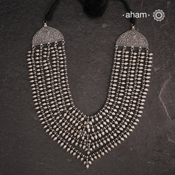 Handcrafted 92.5 sterling silver 5 line neckpiece. Wear this beautiful necklace with your Indian or Western wear, looks equally gorgeous. 