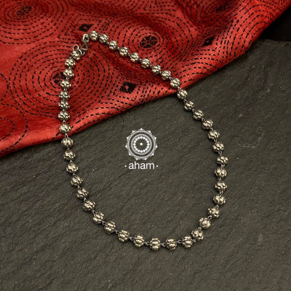 Handcrafted 92.5 sterling silver bead chain. Wear this beautiful necklace with your Indian or Western wear, looks equally gorgeous.  