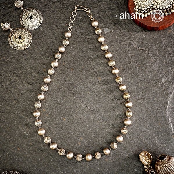 Handcrafted 92.5 sterling silver neckpiece with textured and plain ball beads alternating. Wear this beautiful necklace as it is or a pendant of your choice.
